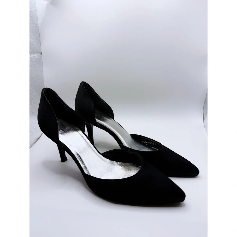 Stuart Weitzman Satin D’Orsay Heels In Black